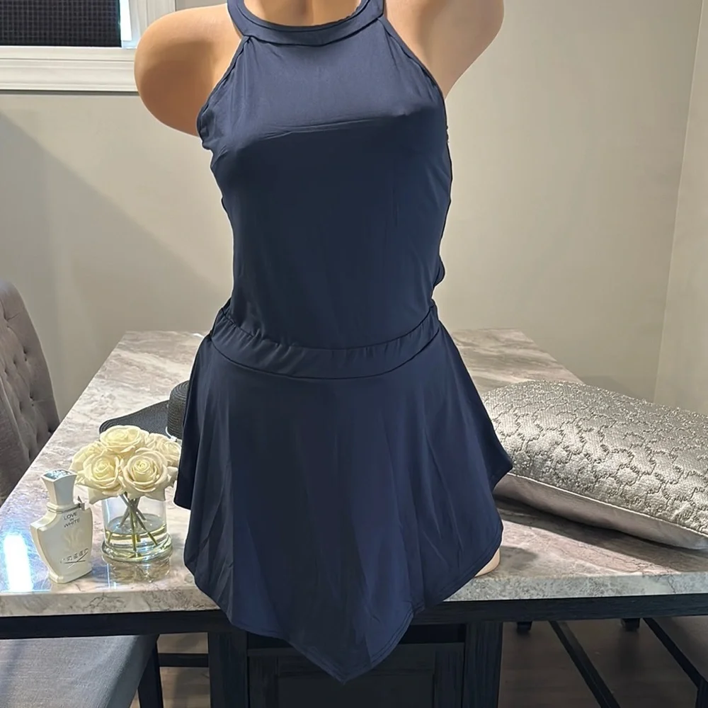 Amazon Essentials Blue Asymmetrical Sundress Sleeveless Resort Wear - Picture 11 of 13